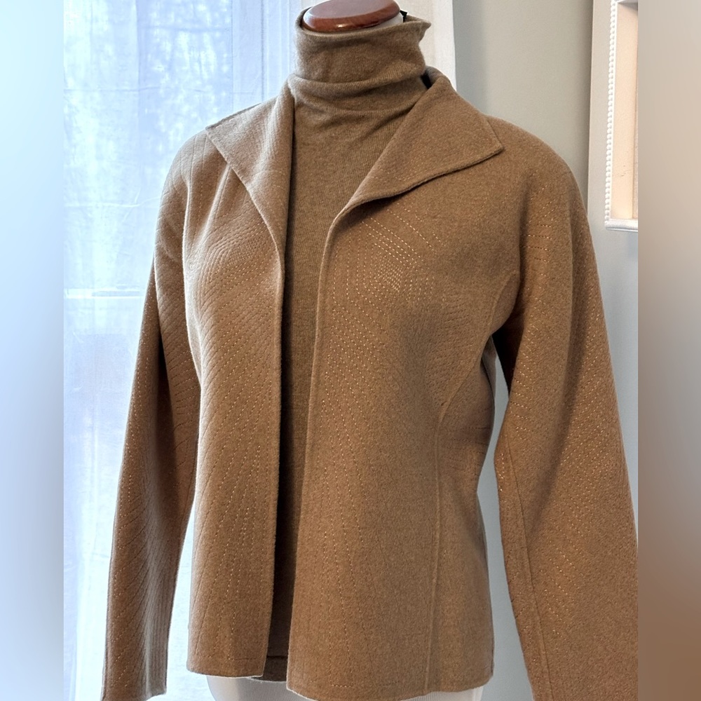 Camel color wool Linda Allard/Ellen Tracy jacket and sweater top